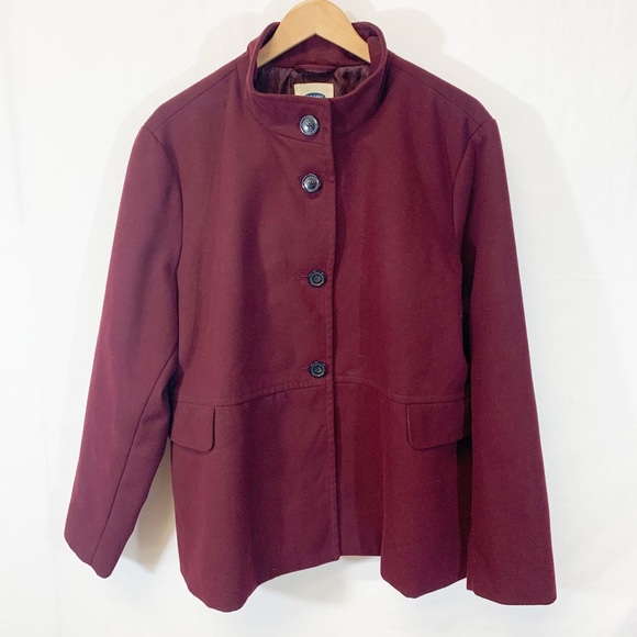 Old Navy Maroon Pea Coat High Collar - Picture 4 of 10